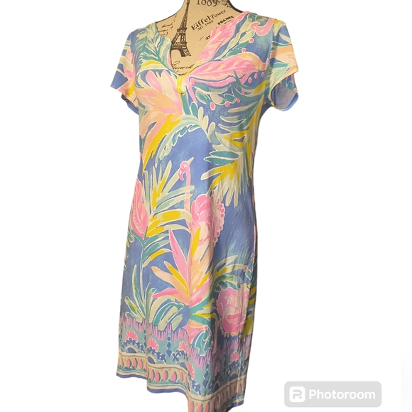 Lilly Pulitzer Sophiletta Dress Bennet Blue Showstopper Print UPF 50+ Size M - Picture 11 of 17